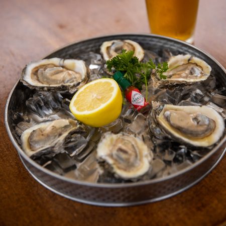 fresh oysters available at the basin grill on the hudson river